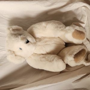 Vermont Teddy Bear Company Jointed Cream Color Blue Eyes Plush Stuffed